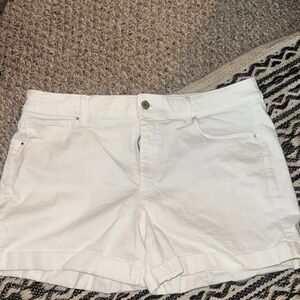 White House Black Market White Jean Shorts Mid-Thigh Length